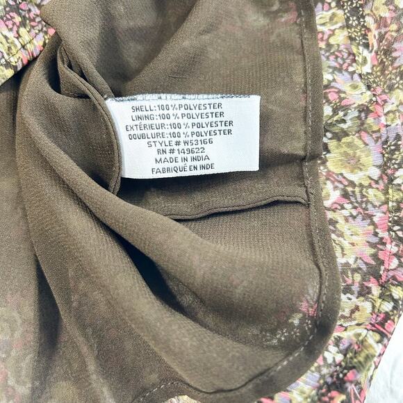 NWOT Walter Baker Rita Floral Wrap Peplum Top Brown Pink Green Size Large - Picture 10 of 12